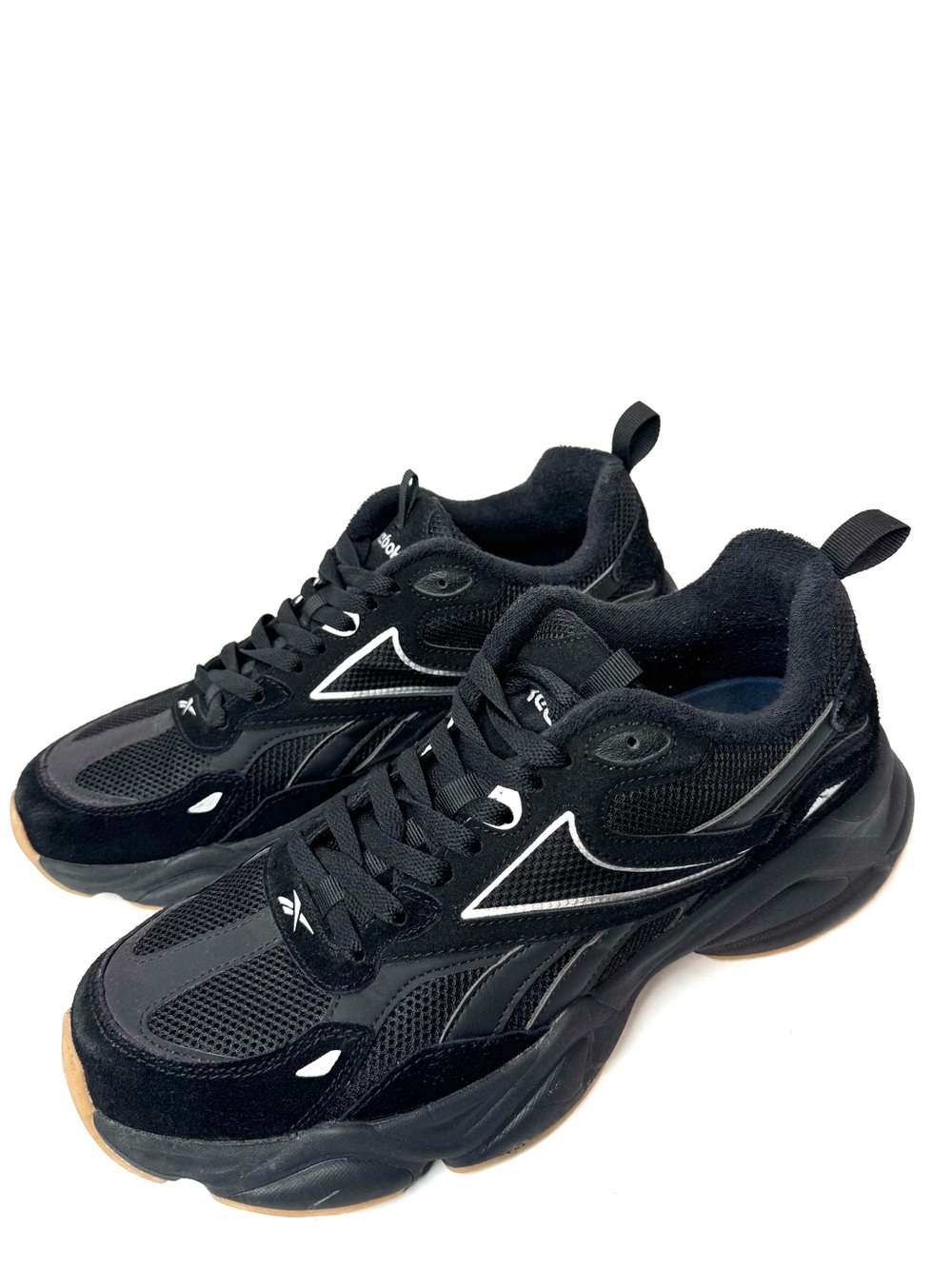 Reebok Chaos Running Shoes Men’s US 12 Black Mesh Suede Chunky Sneakers